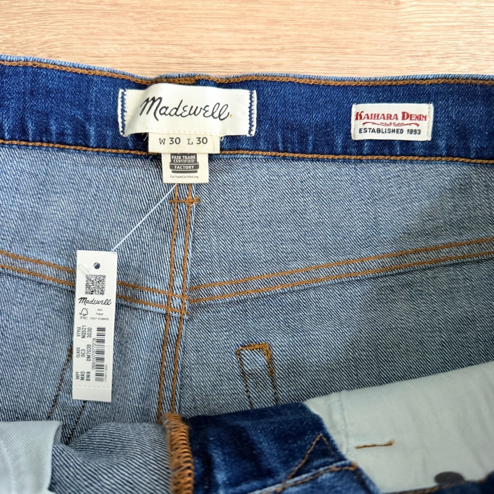Madewell Relaxed Taper Stretch Selvedge Jeans Mens Actual 30x29 Barrington Wash - Picture 5 of 10
